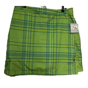 Nancy Lopez NWT Womens Size 14‎ Lime Green Blue Plaid Skort Golf Pin
